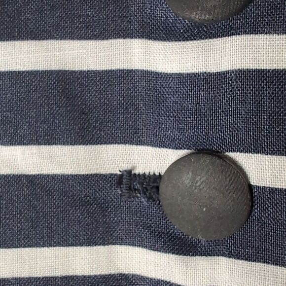 Linen Blend Navy Striped Waistcoat Vest Size M - Picture 3 of 12